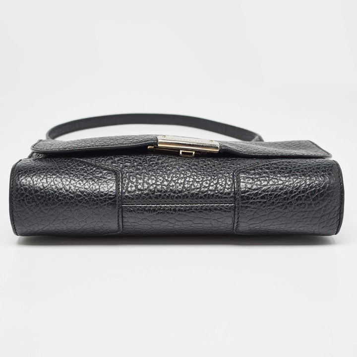 BURBERRY Black Grain Leather Heritage Crossbody Bag