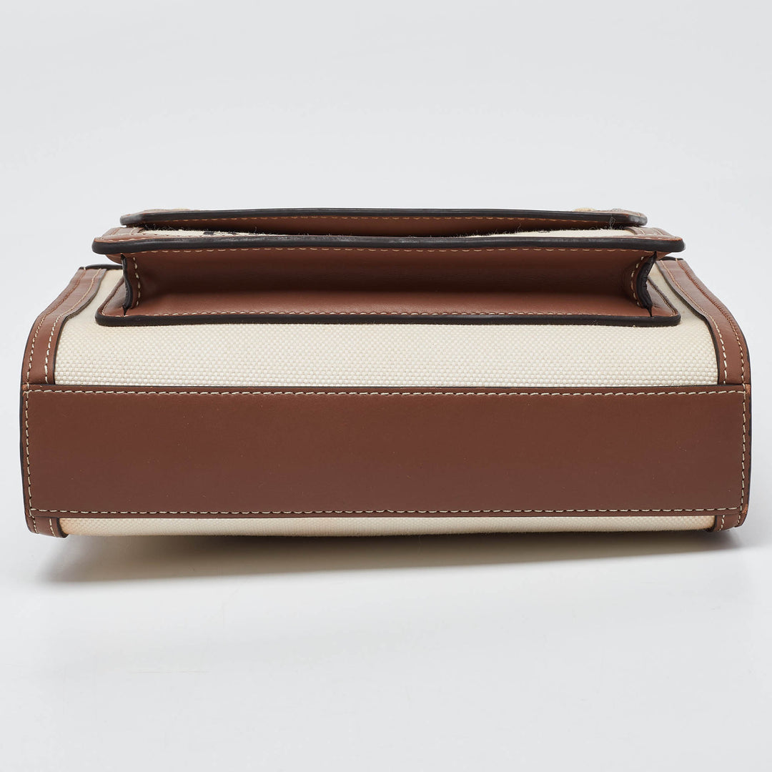 BURBERRY Beige/Brown Canvas and Leather Mini Pocket Tote