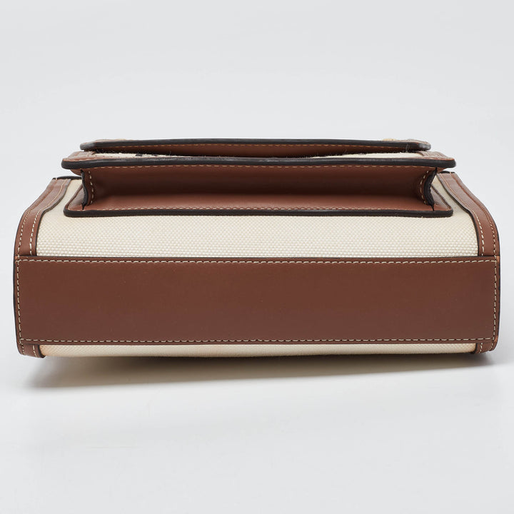 BURBERRY Beige/Brown Canvas and Leather Mini Pocket Tote