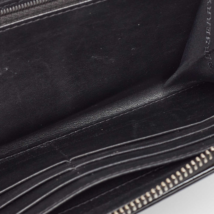 BURBERRY Black House Check Embossed Patent Leather Zip Continental Wallet