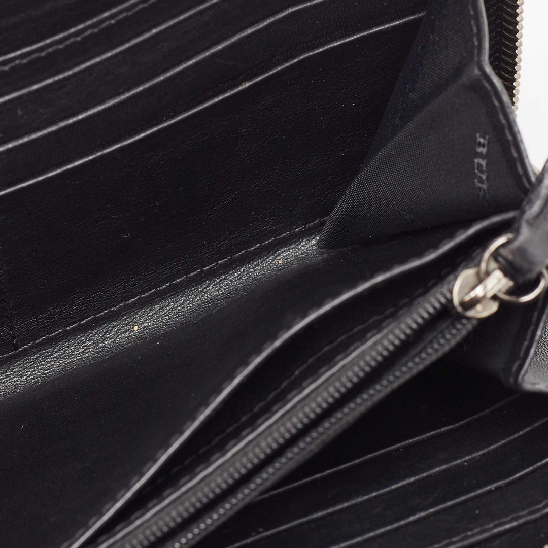 BURBERRY Black House Check Embossed Patent Leather Zip Continental Wallet