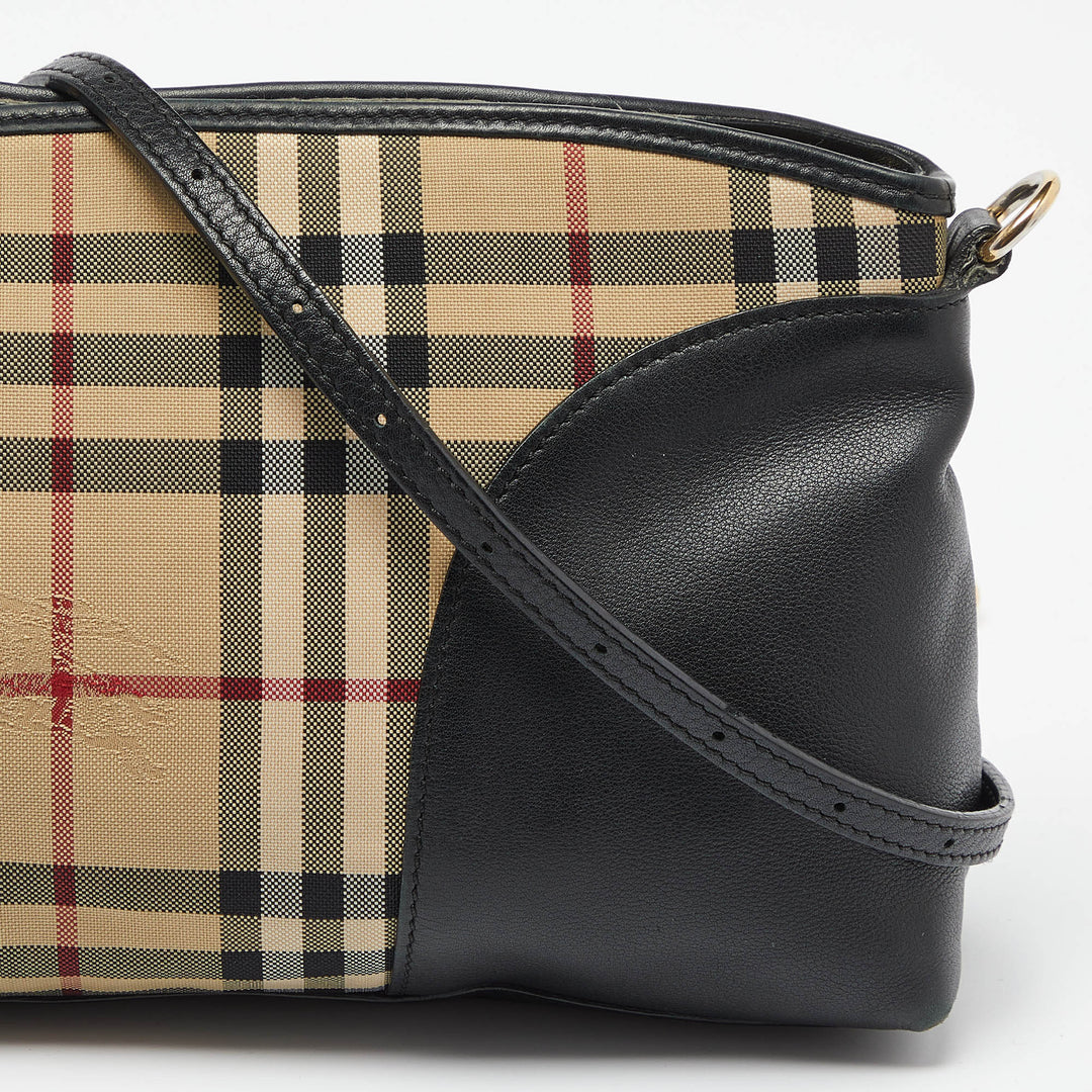 Burberry Beige/Black House Check Canvas and Leather Chichester Crossbody Bag
