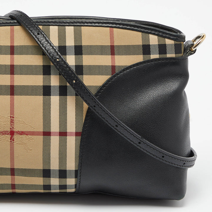 Burberry Beige/Black House Check Canvas and Leather Chichester Crossbody Bag