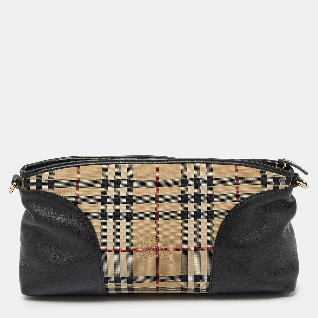 Burberry Beige/Black House Check Canvas and Leather Chichester Crossbody Bag