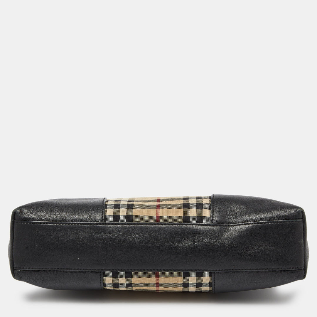 Burberry Beige/Black House Check Canvas and Leather Chichester Crossbody Bag