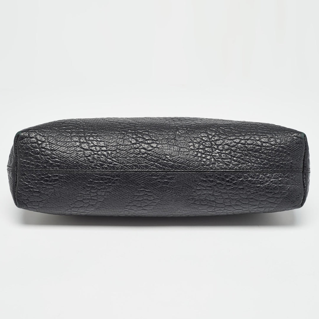 BURBERRY Black House Check Embossed Leather Peyton Crossbody Bag