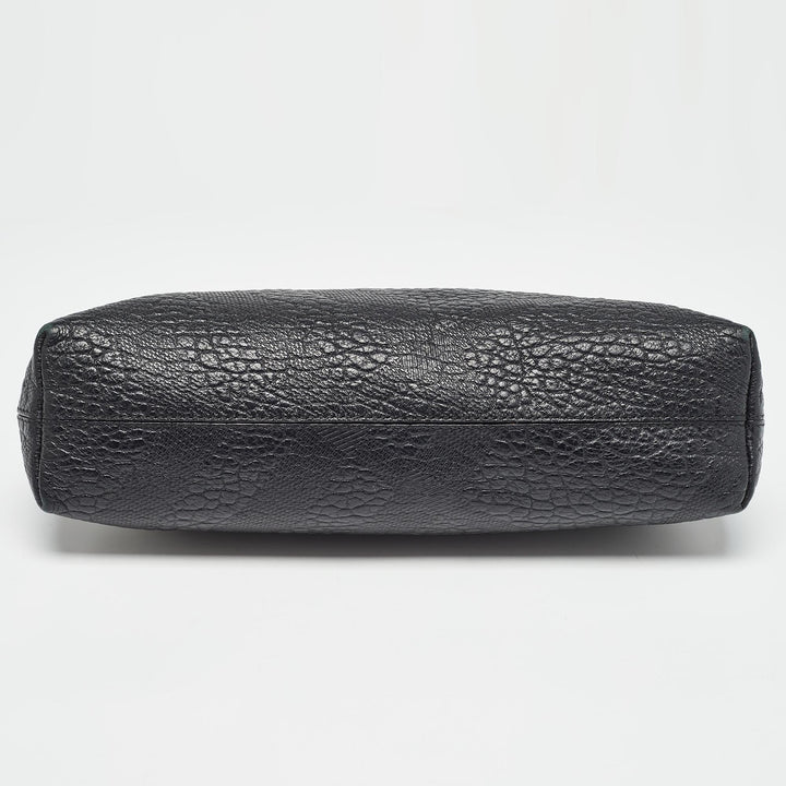 BURBERRY Black House Check Embossed Leather Peyton Crossbody Bag
