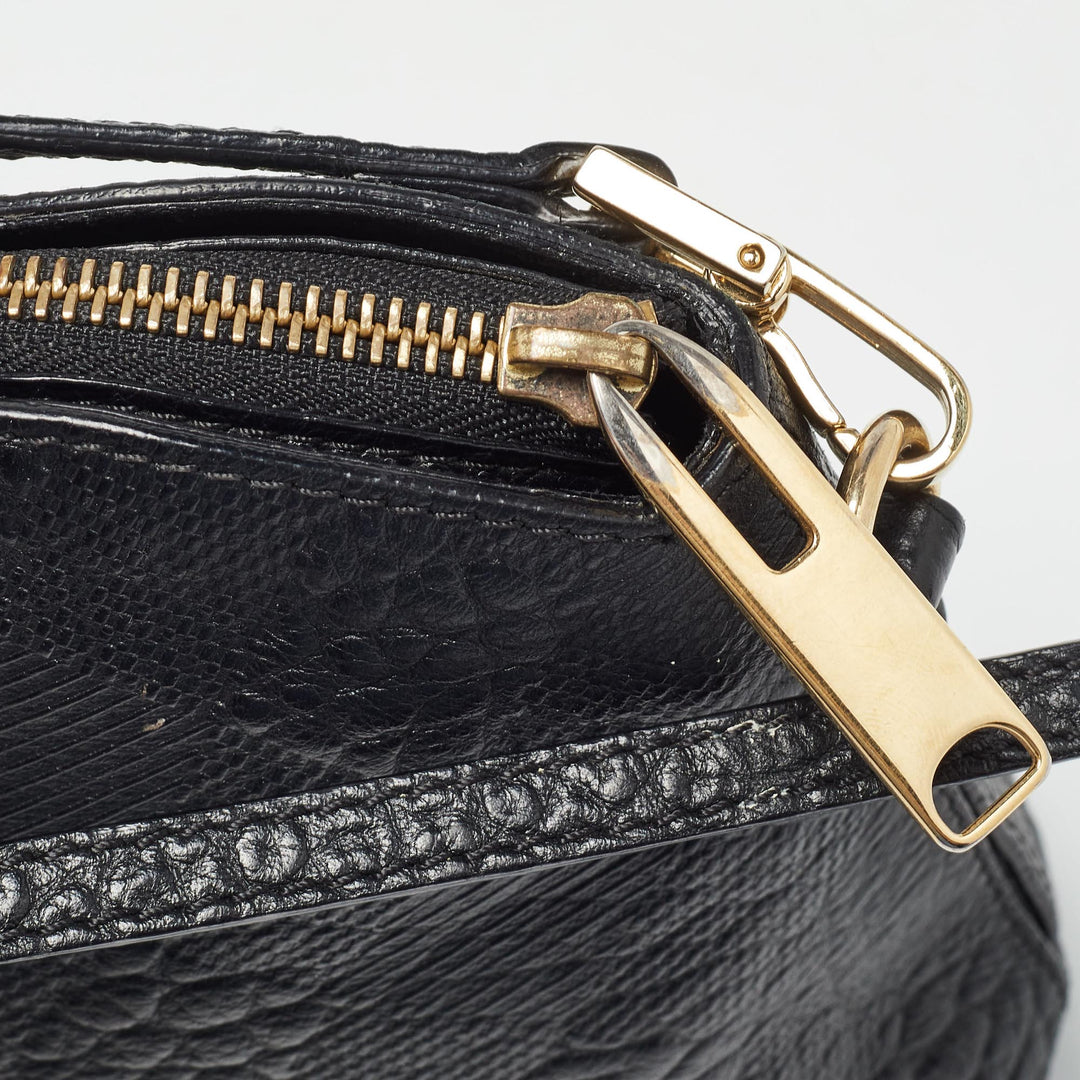 BURBERRY Black House Check Embossed Leather Peyton Crossbody Bag