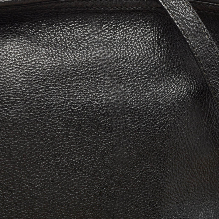 BURBERRY Black Grain Leather Hobo