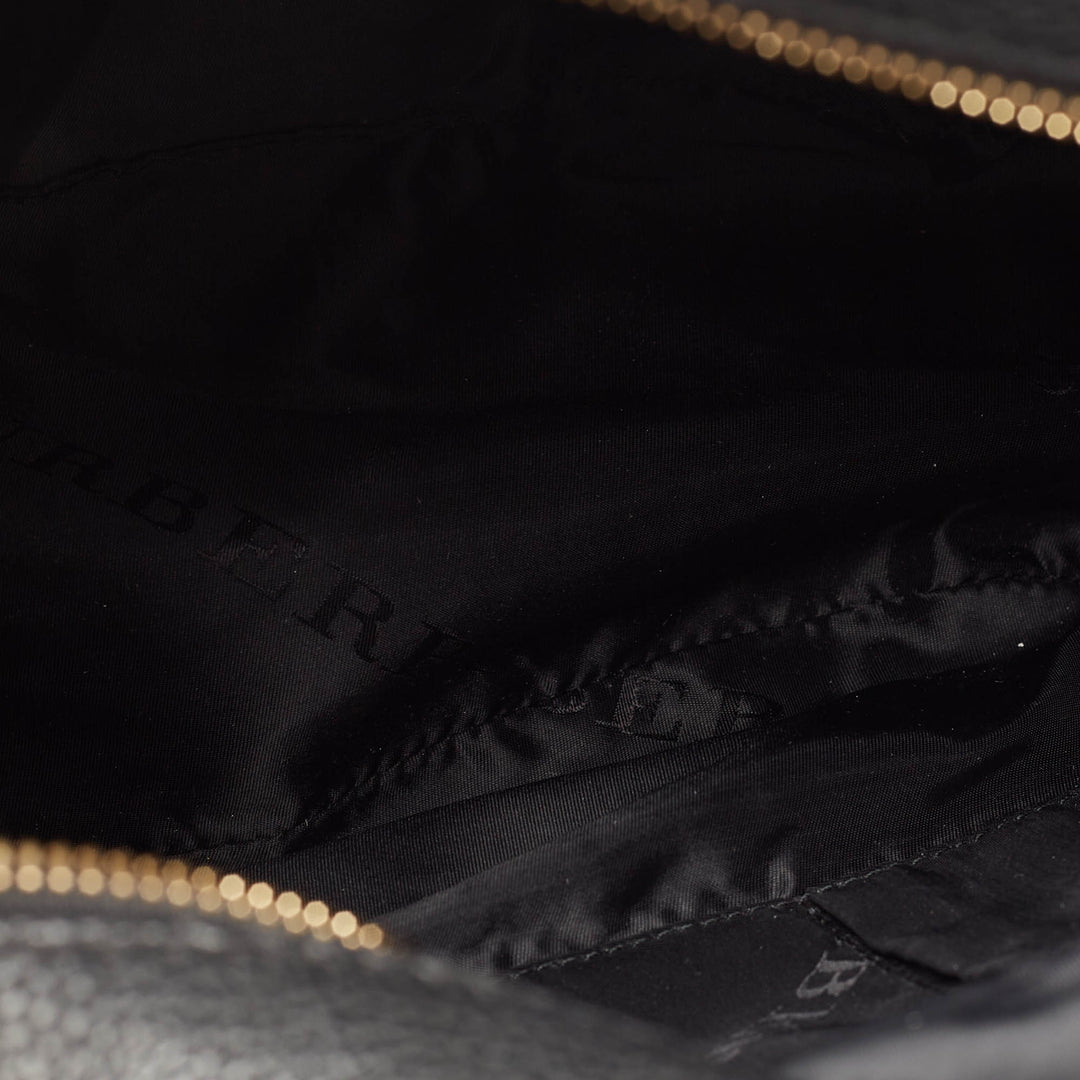 BURBERRY Black Grain Leather Hobo