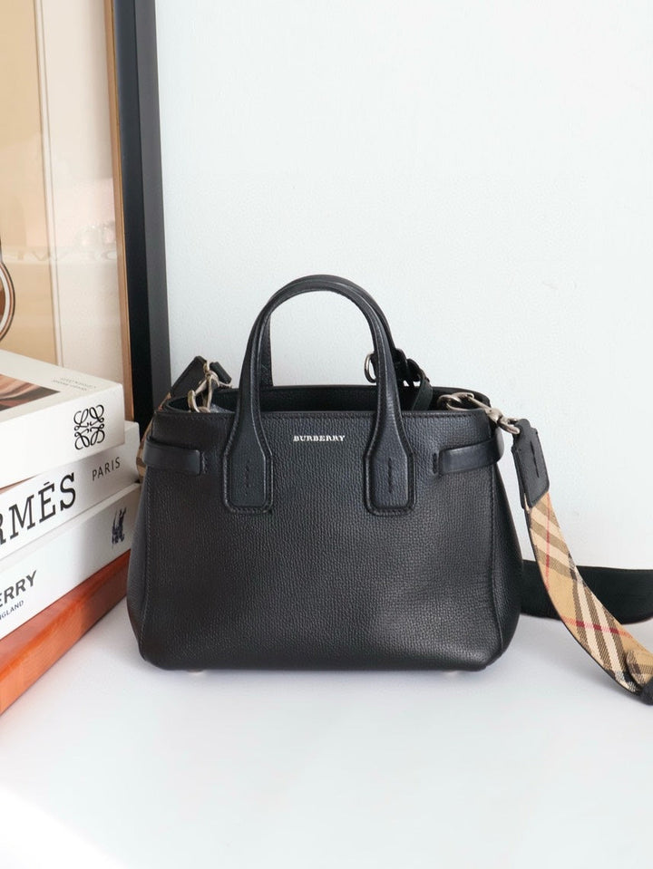 Burberry Black Banner Bag #5D -  Satchel/Top Handle in Leather