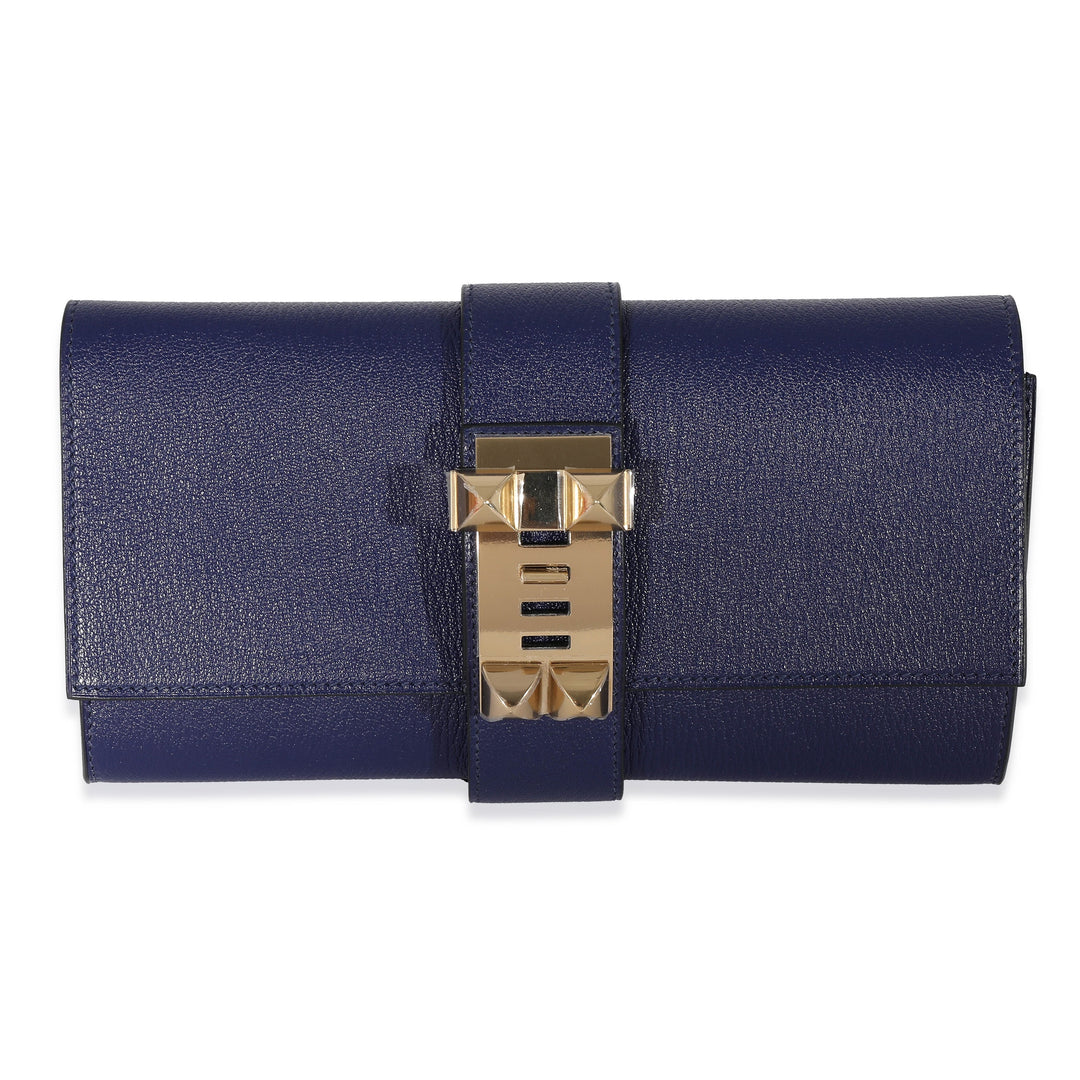 Hermes Bleu Encre Mysore Chevre Medor 23 GHW