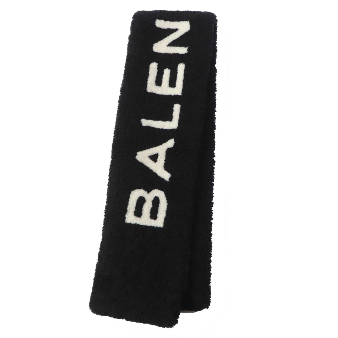 Top Quality Balenciaga Lamb Fur Logo Scarf Black White