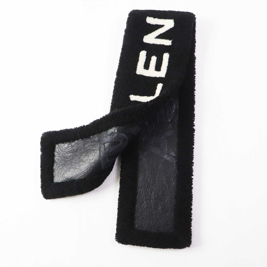 Top Quality Balenciaga Lamb Fur Logo Scarf Black White