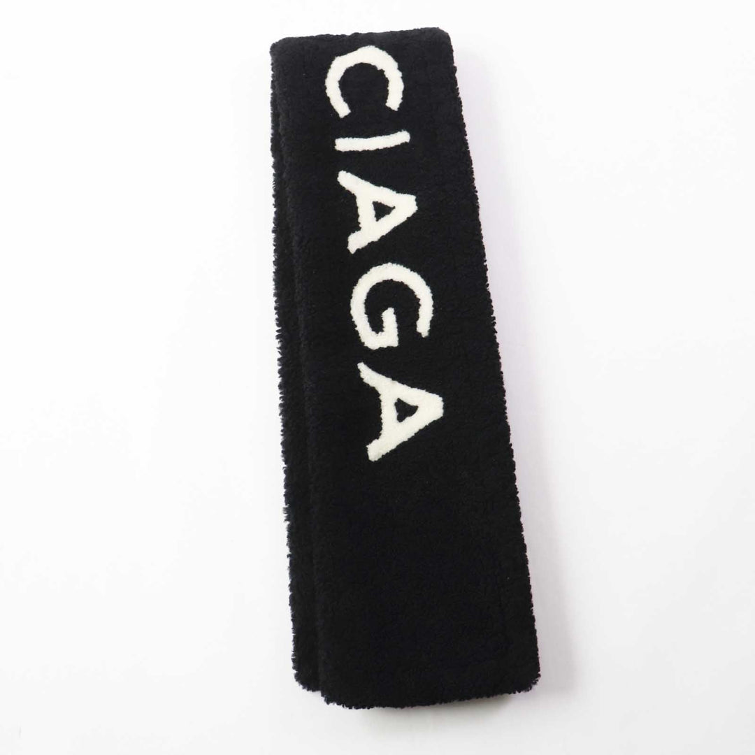 Top Quality Balenciaga Lamb Fur Logo Scarf Black White