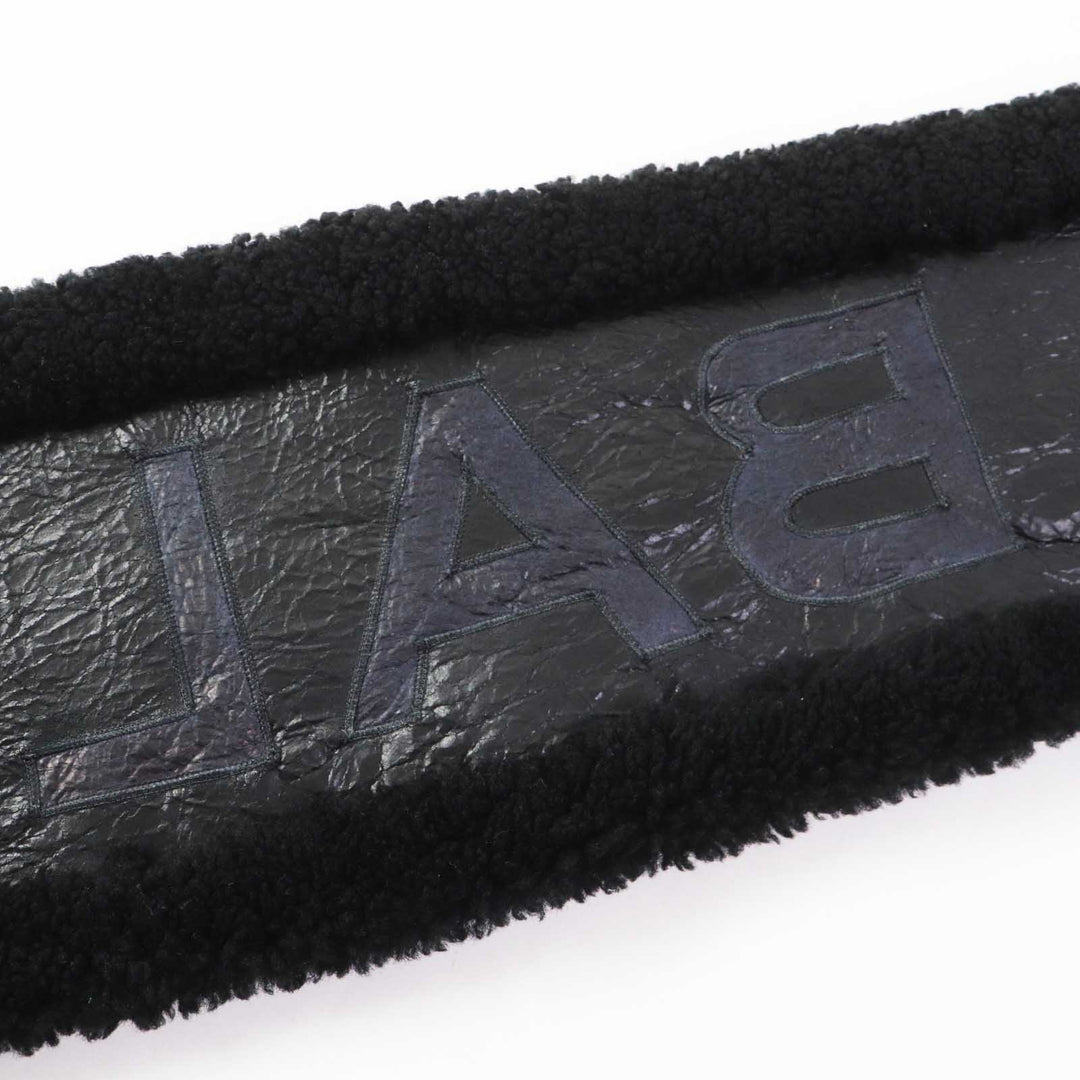Top Quality Balenciaga Lamb Fur Logo Scarf Black White