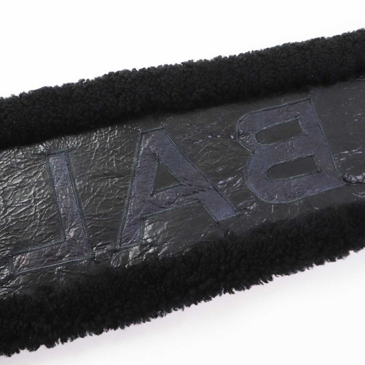 Top Quality Balenciaga Lamb Fur Logo Scarf Black White