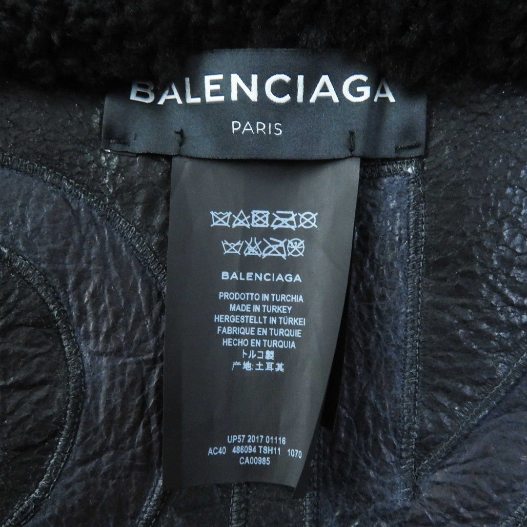 Top Quality Balenciaga Lamb Fur Logo Scarf Black White