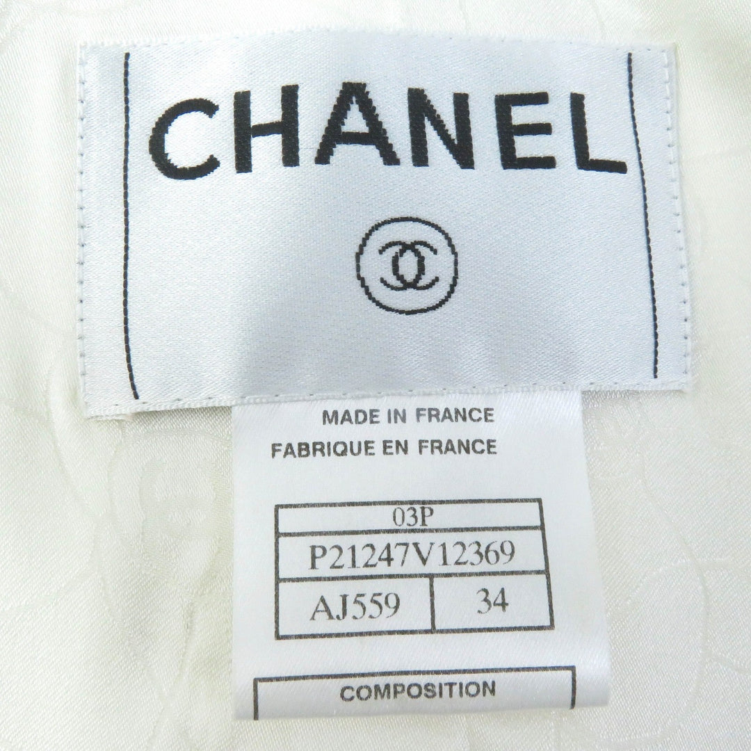 Chanel Beaded Zip-Up Collarless Jacket 34