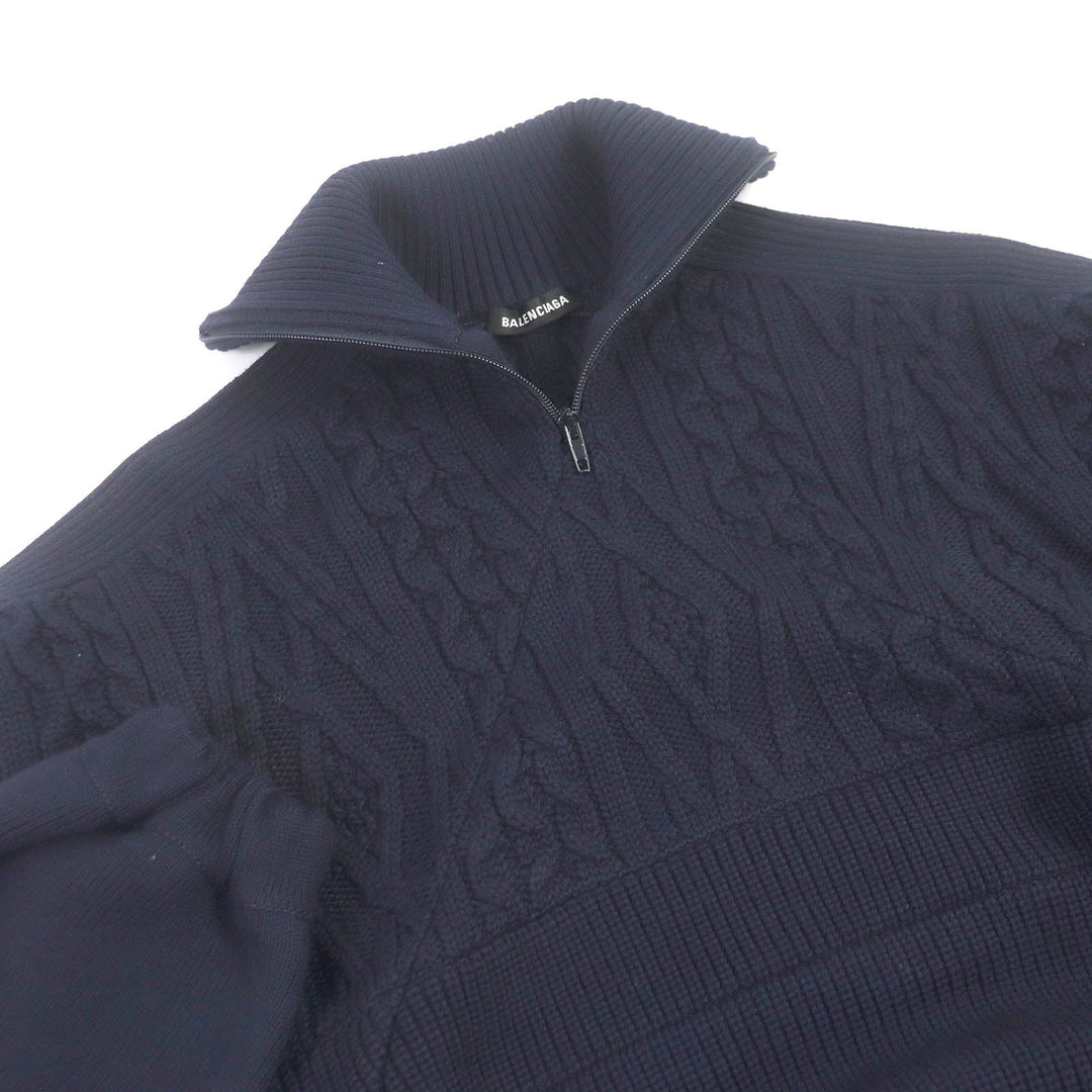 Top Quality Balenciaga Wool Acrylic Oversized High Neck Zip Sweater XS