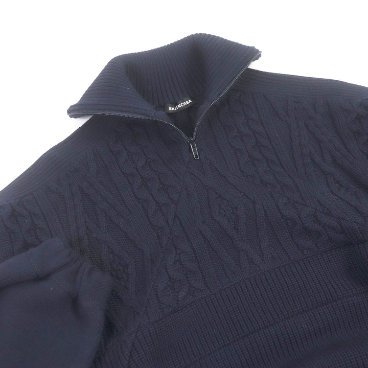 Top Quality Balenciaga Wool Acrylic Oversized High Neck Zip Sweater XS