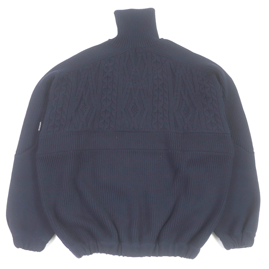 Top Quality Balenciaga Wool Acrylic Oversized High Neck Zip Sweater XS