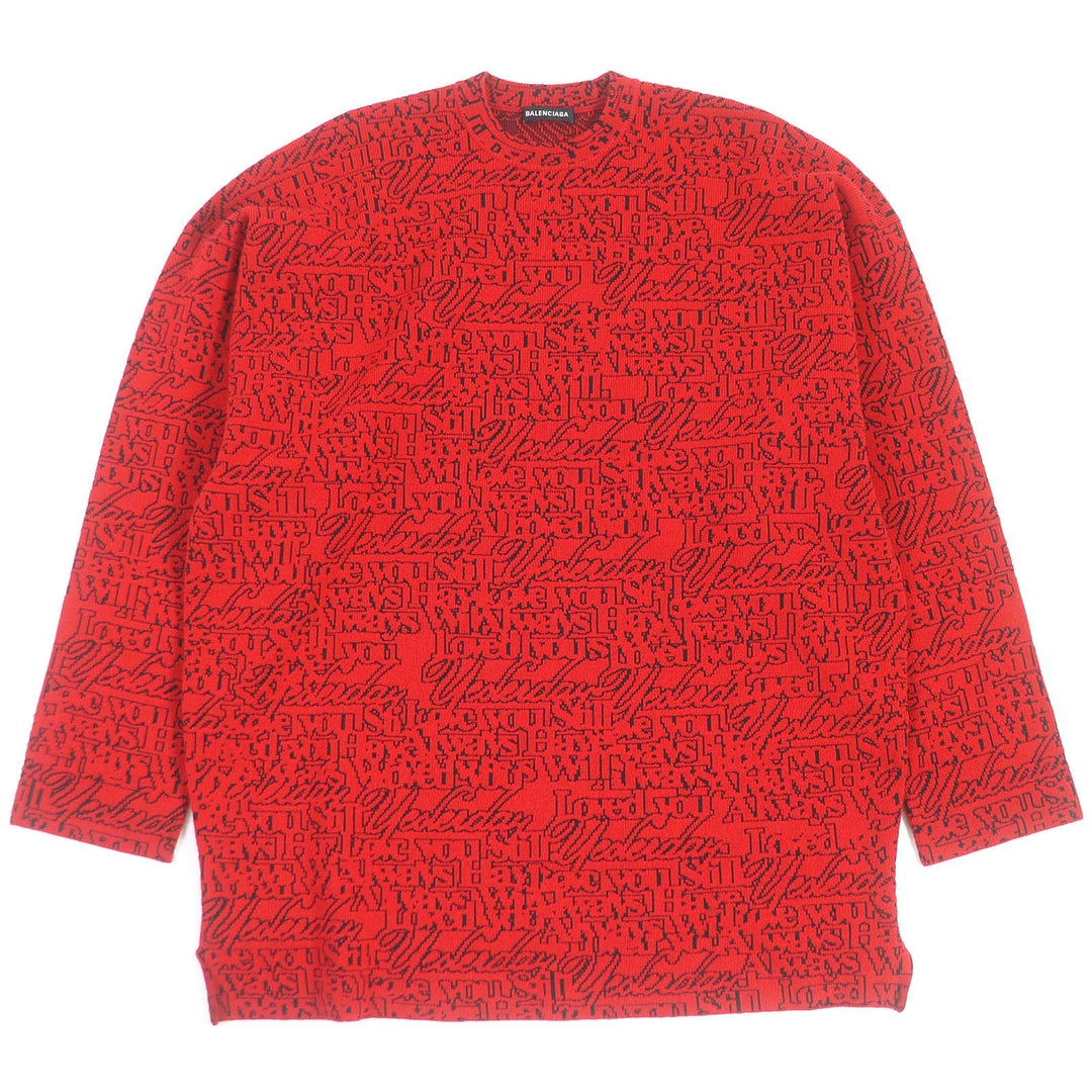 Top Quality Balenciaga Slogan Jacquard Wool Nylon Sweater XS
