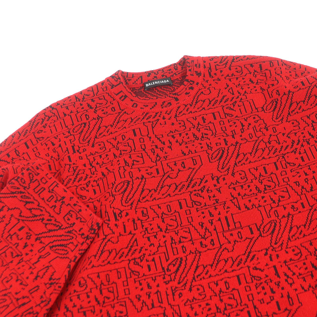 Top Quality Balenciaga Slogan Jacquard Wool Nylon Sweater XS