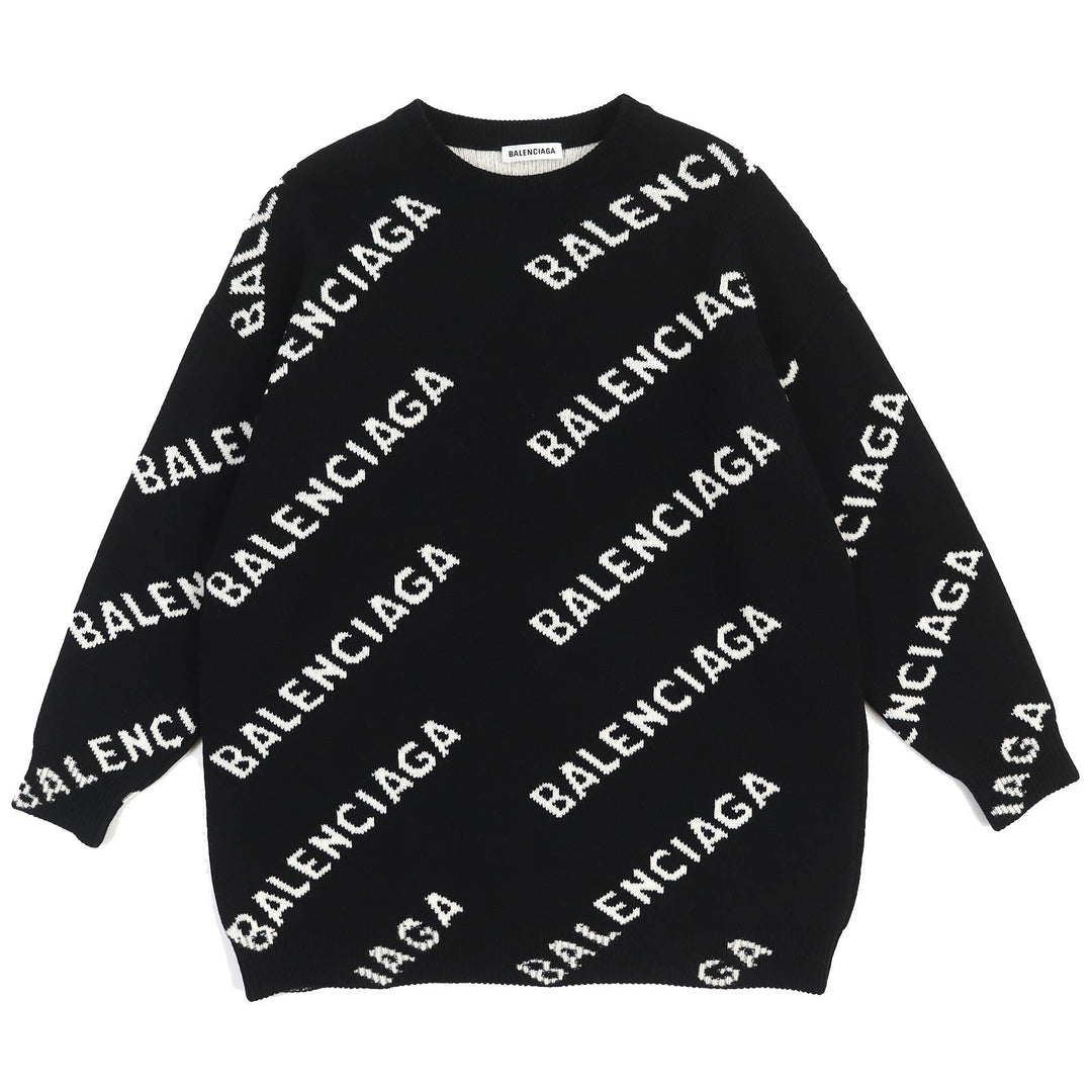 Top Quality Balenciaga Wool Polyester Jacquard Logo Knit XS