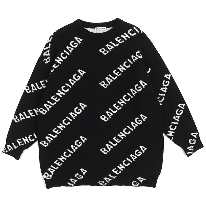 Top Quality Balenciaga Wool Polyester Jacquard Logo Knit XS