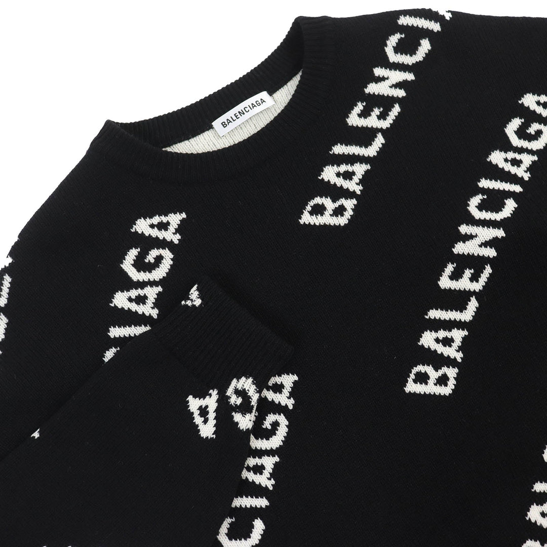 Top Quality Balenciaga Wool Polyester Jacquard Logo Knit XS