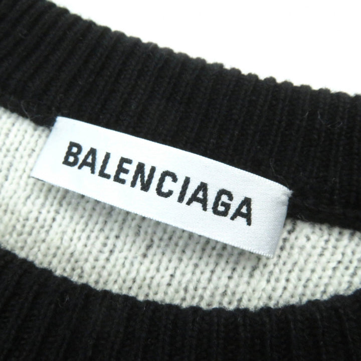 Top Quality Balenciaga Wool Polyester Jacquard Logo Knit XS