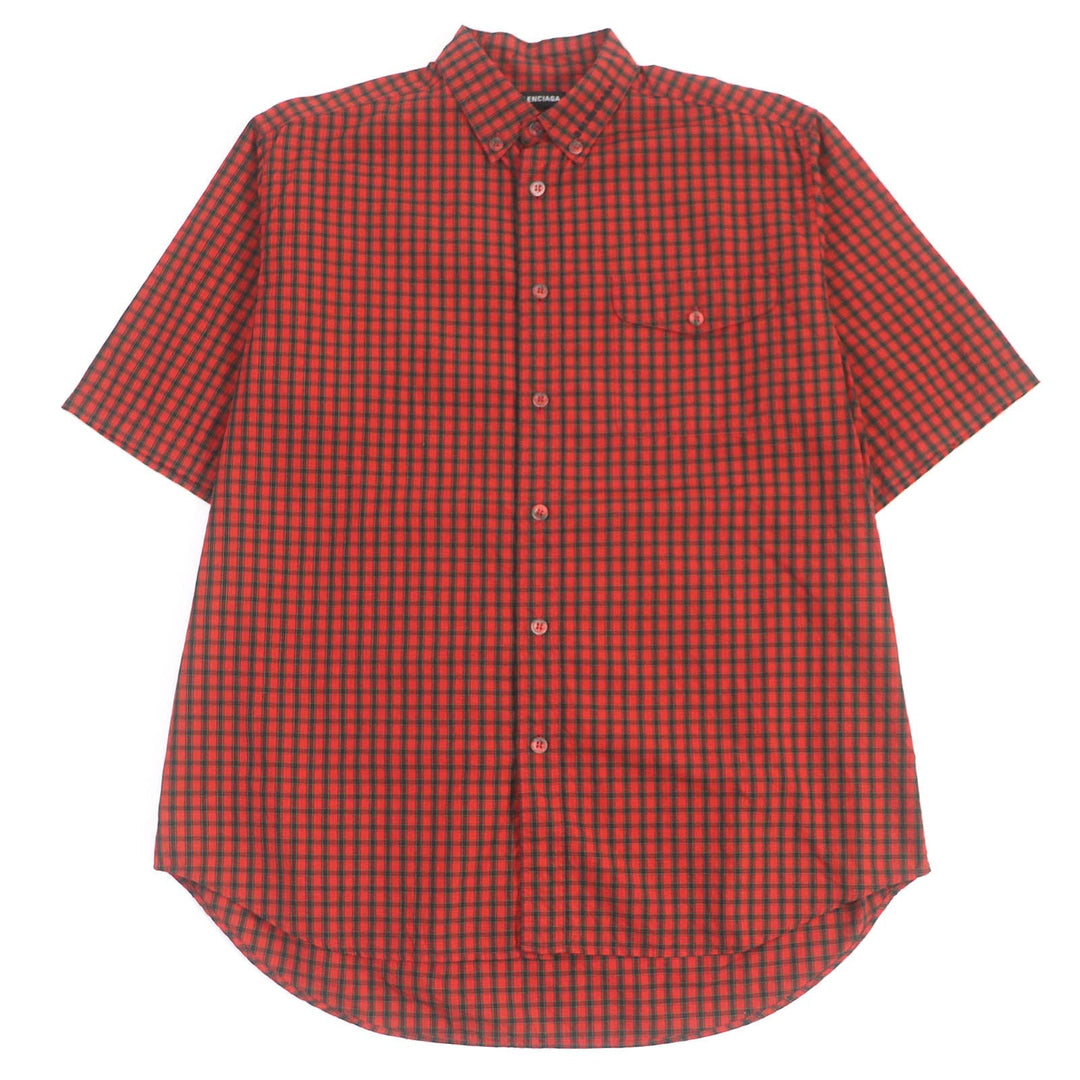 Top Quality Balenciaga Oversized Check Shirt Red