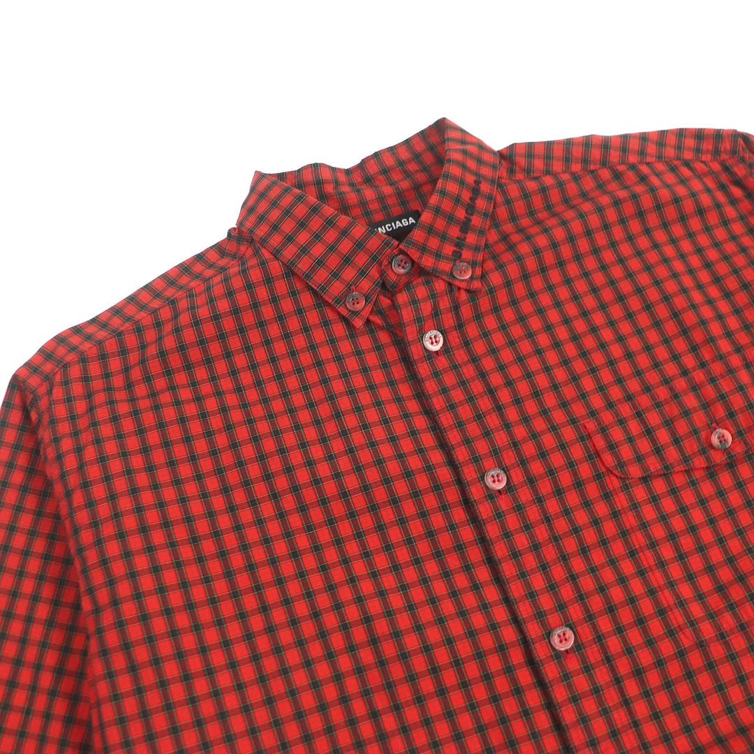 Top Quality Balenciaga Oversized Check Shirt Red