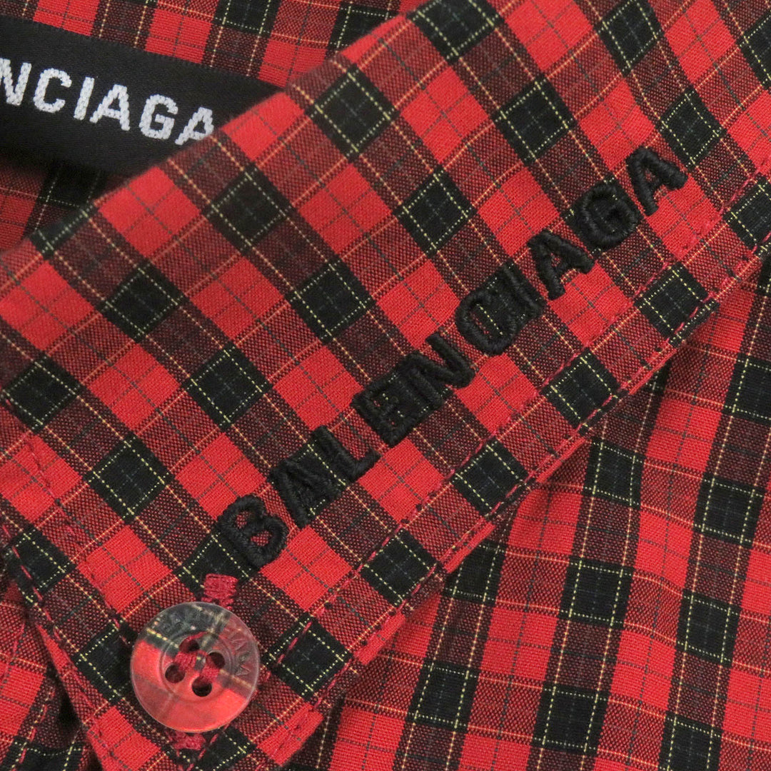 Top Quality Balenciaga Oversized Check Shirt Red