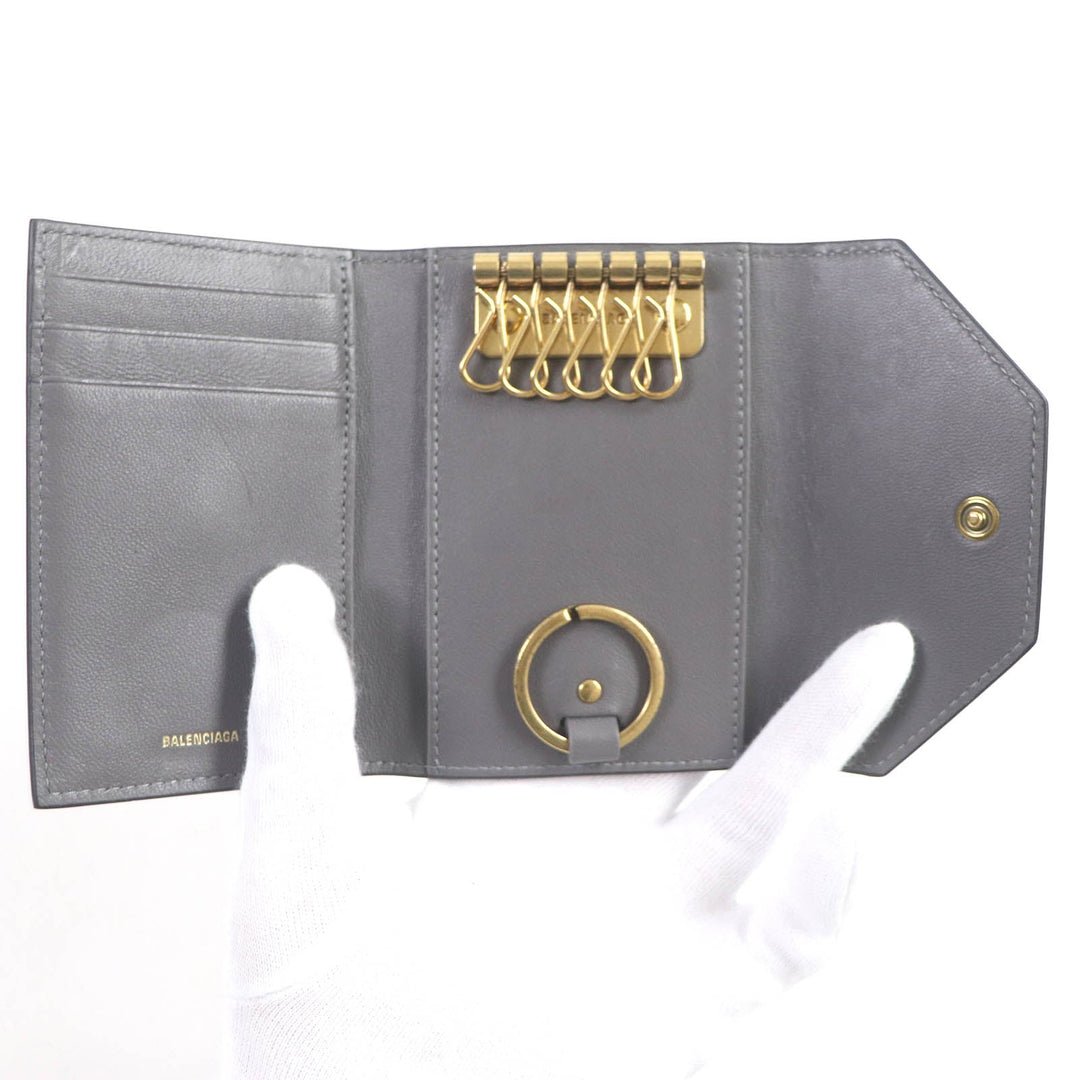 Top Quality Balenciaga Logo Card Case Leather Key Holder