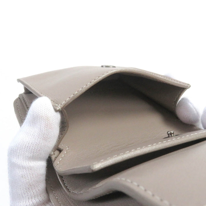 Top Quality Balenciaga BB Logo Silver Leather Bifold Wallet