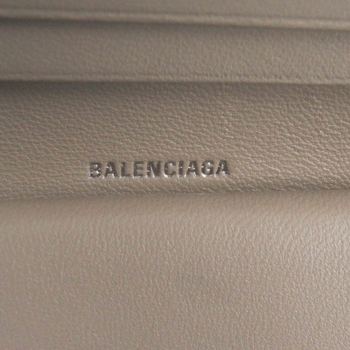 Top Quality Balenciaga BB Logo Silver Leather Bifold Wallet