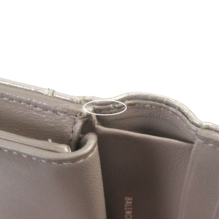 Top Quality Balenciaga BB Logo Silver Leather Bifold Wallet