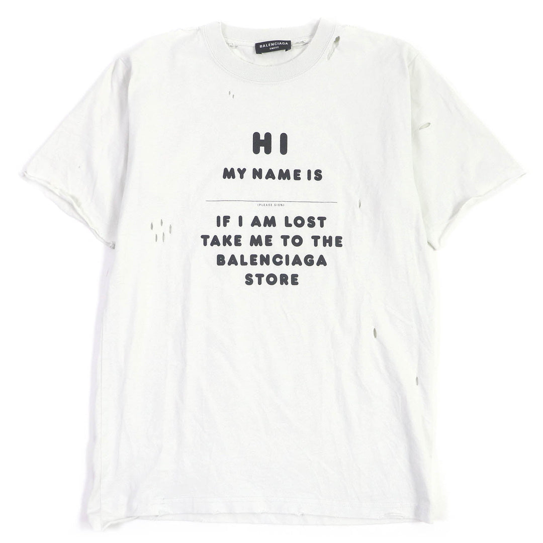 Top Quality Balenciaga Cotton Destroyed T-shirt Ivory S
