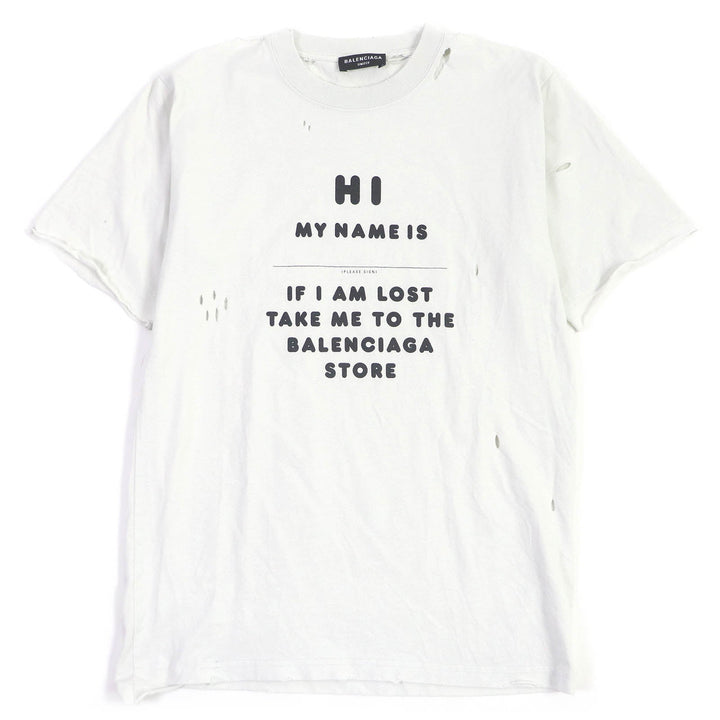 Top Quality Balenciaga Cotton Destroyed T-shirt Ivory S