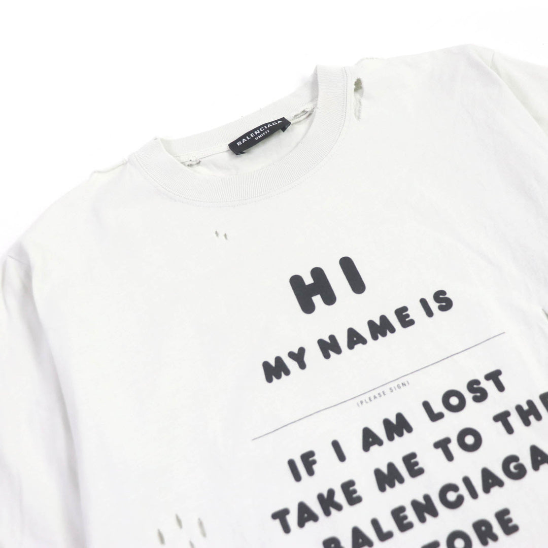 Top Quality Balenciaga Cotton Destroyed T-shirt Ivory S