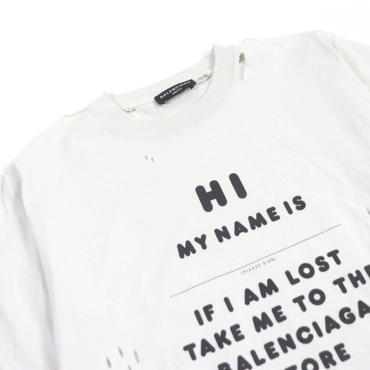 Top Quality Balenciaga Cotton Destroyed T-shirt Ivory S