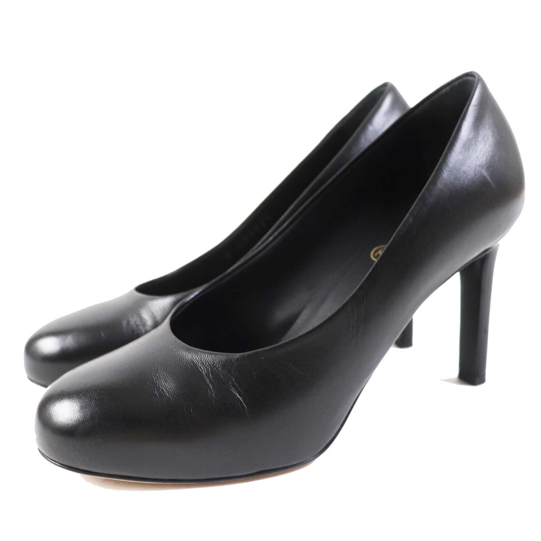 Top Quality Chanel Leather Pumps G35025 Black Gold 36