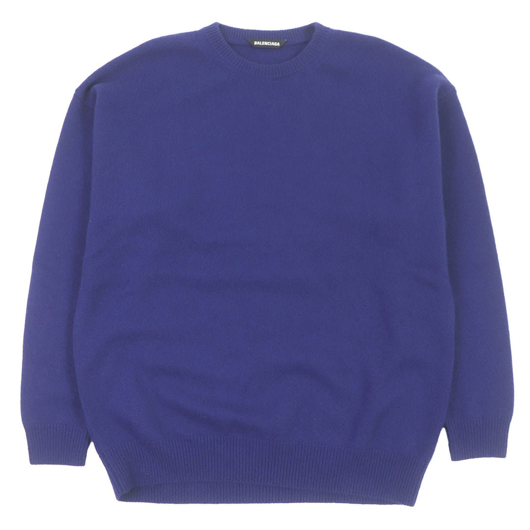 Top Quality Balenciaga Cashmere Logo Knit Sweater Blue XS