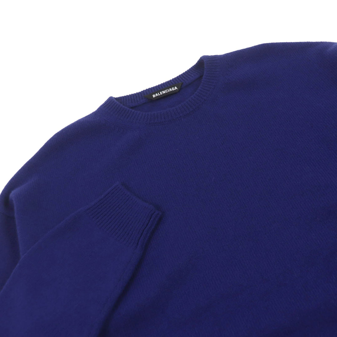 Top Quality Balenciaga Cashmere Logo Knit Sweater Blue XS