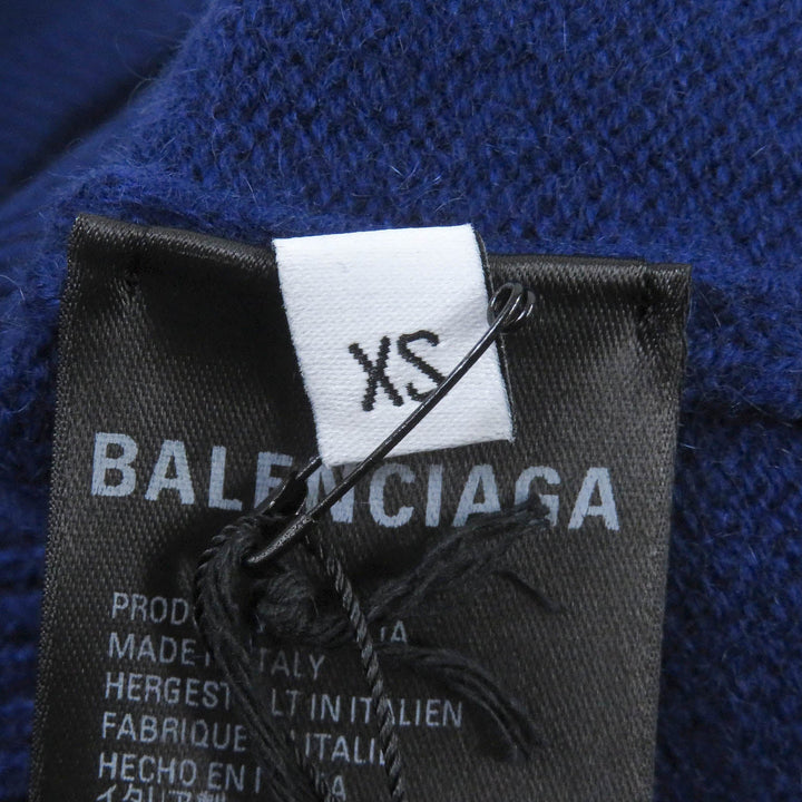 Top Quality Balenciaga Cashmere Logo Knit Sweater Blue XS