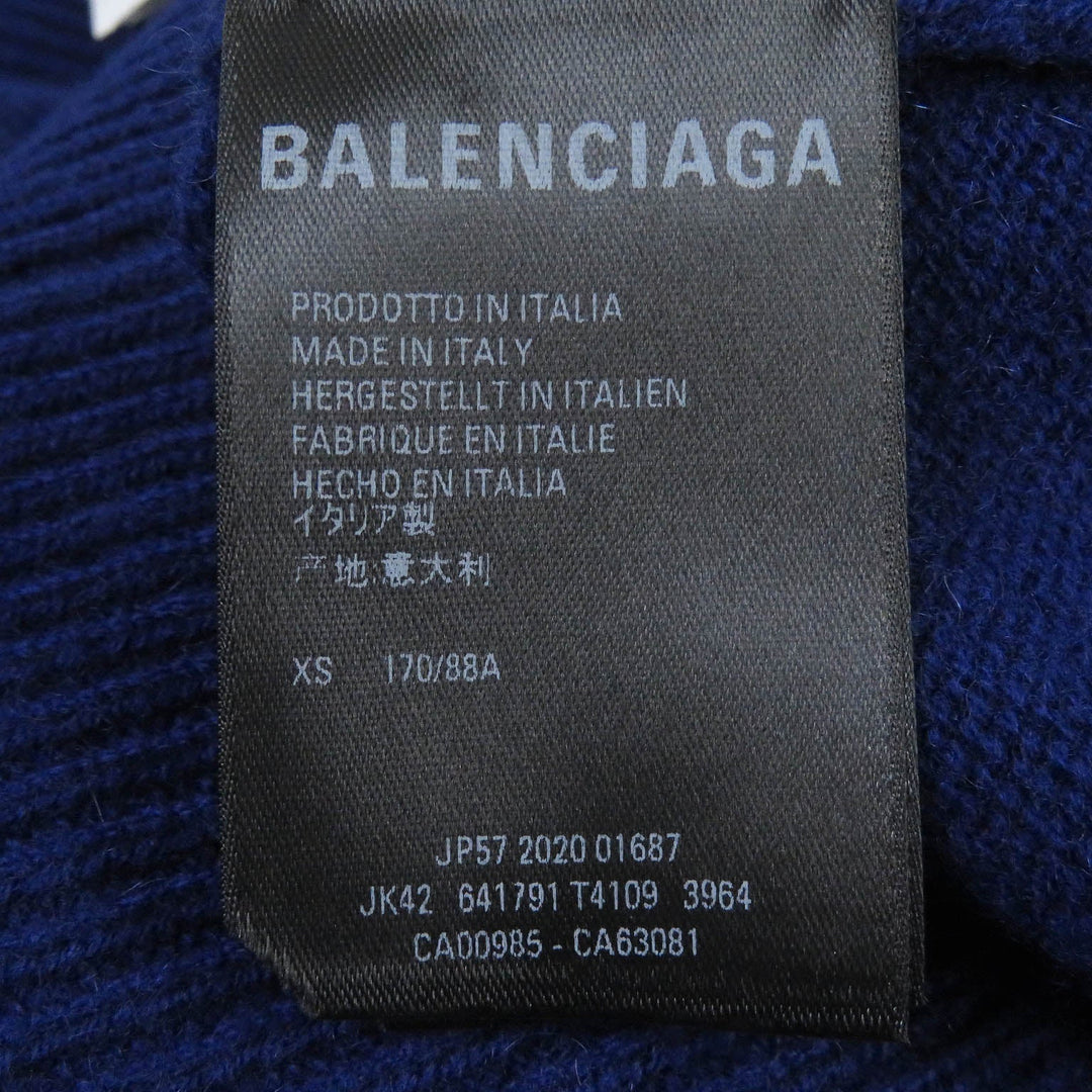 Top Quality Balenciaga Cashmere Logo Knit Sweater Blue XS
