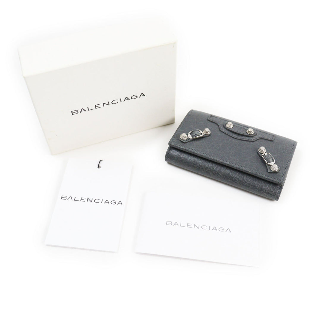 Top Quality Balenciaga Leather Key Holder Gray