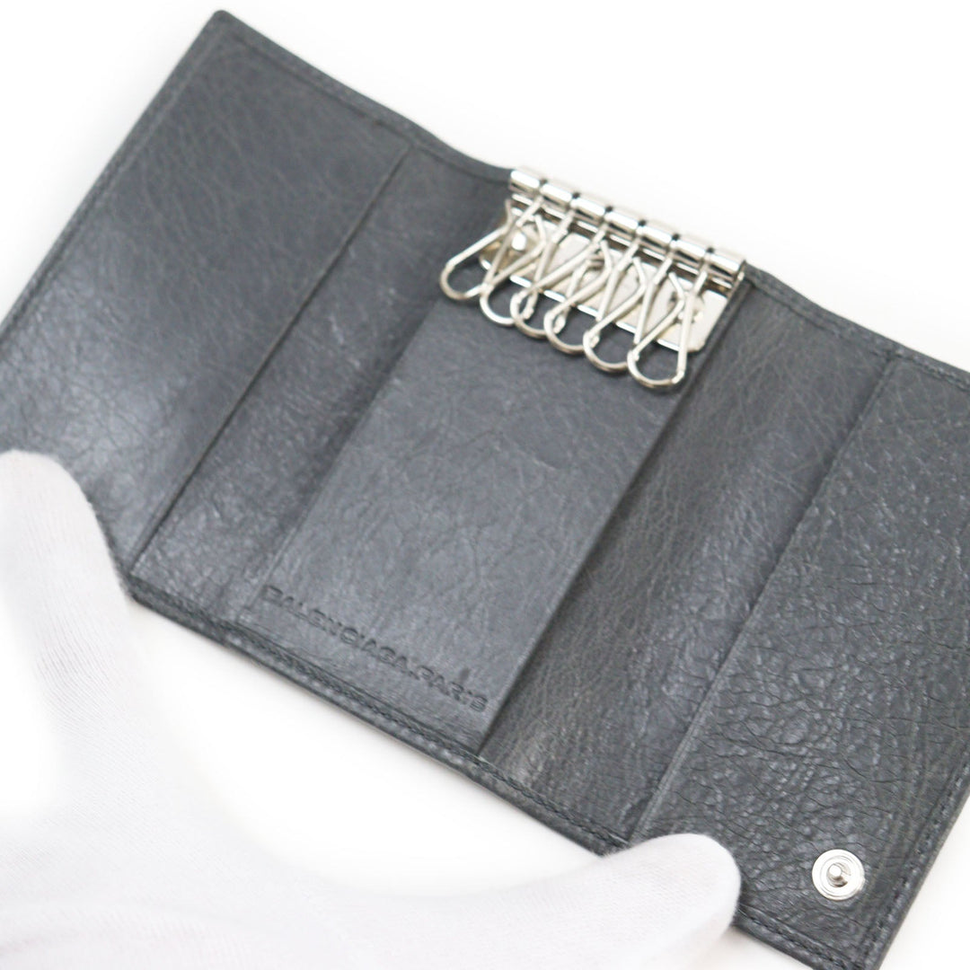 Top Quality Balenciaga Leather Key Holder Gray